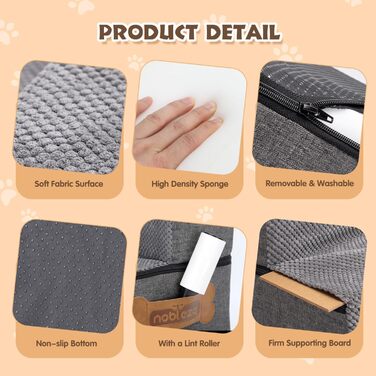 Сходинки для собак Nobleza – 5 сходинок, пандус для тварин, килимок для видалення ворсу, сходи для котів та собак до ліжка/дивану