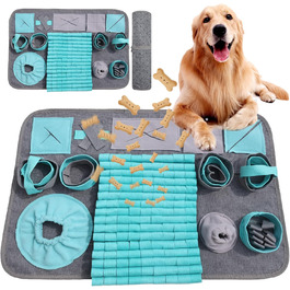 Килимок для собак SchnüFfelteppich, миючий, для тренувань, годівлі, нюховий тренінг, проти нудьги, для цуценят (66 x 42 см), блакитний
