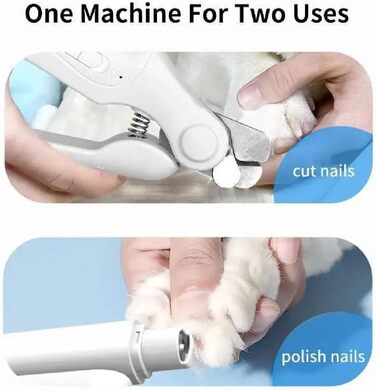 Полірувач нігтів для тварин 2-в-1 з LED-підсвічуванням, триммер для собак та котів, USB-зарядка