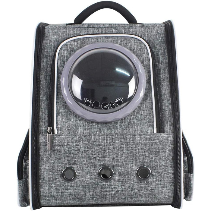 Рюкзак для тварин: переноска для кота/собаки до 10 кг, сірий, дихаючий, для подорожей, схвалений авіакомпаніями