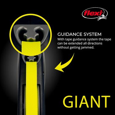 Flexi USA Giant неонова автоматична повідок-рулетка для собак до 50 кг, 8 м, чорний/неоновий, міцна, не заплутується