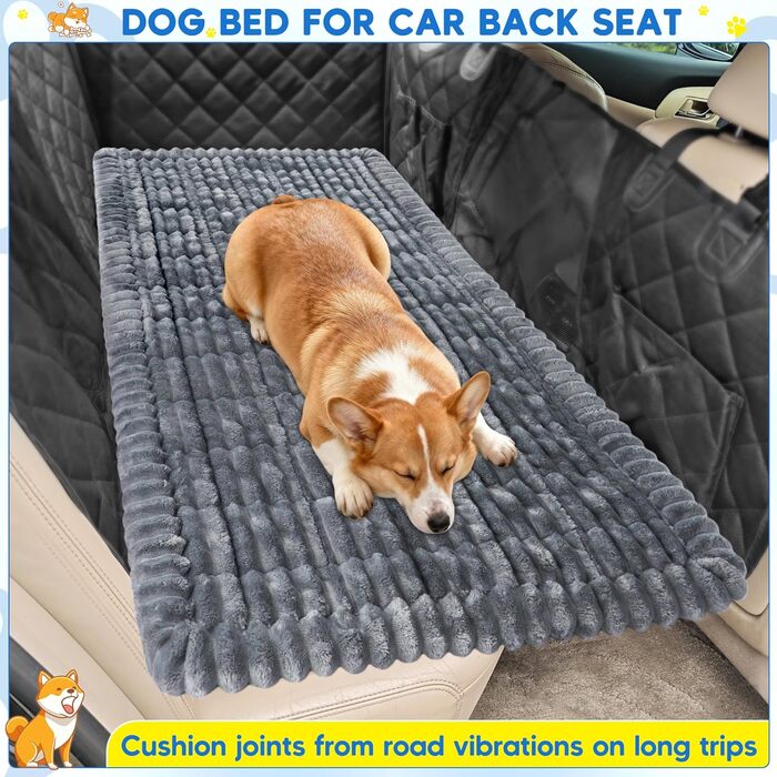 Килимок для собак у машину Loiion, антиковзаюча підстилка на заднє сидіння, м'яка автодеки для собак, 127×62,5x2,5 см, темно-сірий