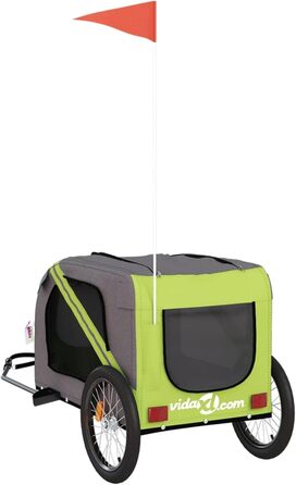Фургон для собак Fasba: велосипедний причіп для собак, котів та інших тварин з відбивачами та прапорцем. Зелено-сірий, матеріал: оксфордська тканина та метал.