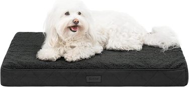 Ортопедичне ліжко для собак Lionto, 76x51x8 см, чорне. М'яке, знімний та миючий чохол, водовідштовхувальне, для собак та котів
