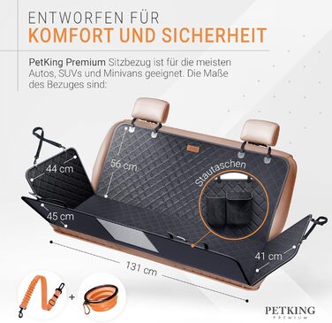 PetKing Premium Автогамак для собак, захисна накидка на заднє сидіння, водонепроникна автодоріжка для перевезення тварин, преміум-якість