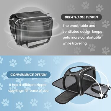 Складана переносна сумка-переноска для котів та маленьких собак, чорна. Підходить для подорожей на авто, літаку або поїзді.
