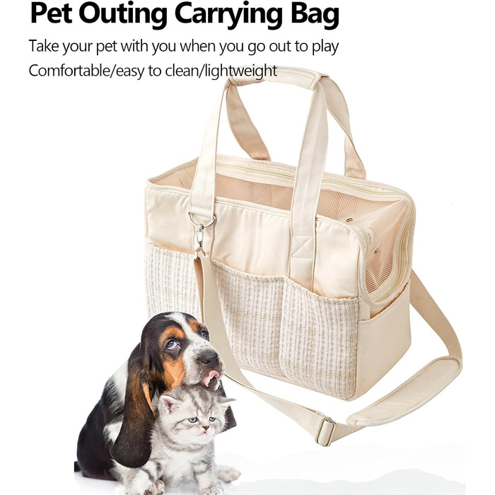 Сумка-переноска для собак та котів, складана, бавовняна, бежева
