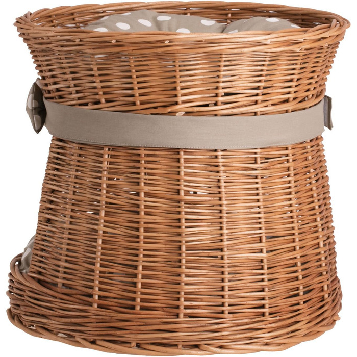 Кішка Будка Кругла Натурального Кольору: Двоярусний Корзинка для Кішки з Велюровою Подушкою, Корзинка з Плетеної Вельветової Лози, Кішка-Тур, Меджовтий Колір