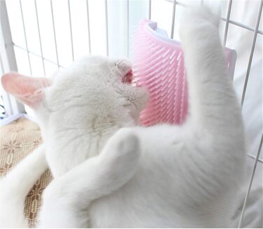 Щітка для котів з автоочищенням, для довгошерстих та короткошерстих котів, гребінець та масажер для куточків, безпечна та зручна (рожевий)