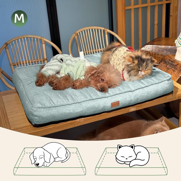 Килимок для собак Pettidot 70x55 см, зелений, знімний чохол, лежанка для собак середніх та маленьких порід