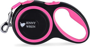 Поводок-рулетка Jenny Wren для собак 8м, рожевий, з фіксатором, гальмом та світловідбиваючим нейлоновим ременем
