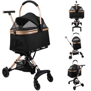 Дитяча коляска для тварин, бугі, складна, для собак та котів, чорна, до 20 кг