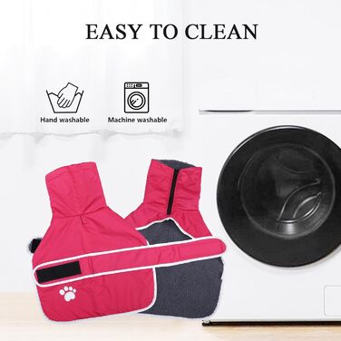 Зимовий теплий одяг для такси (джек) - водонепроникний, з підкладкою з плюшу та отвором для поводокa, відображає світло, рожевий, M (довжина спини 42-45 см)