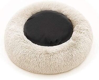 Кругле ліжко для собак та кошенят, м'яке, пухнасте, L (Бежевий, 80 см)
