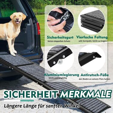 Рампа для собак Hunderampe Auto, автоматичне складання, антиковзаюча поверхня, для автомобілів, вантажівок та SUV, до 110 кг