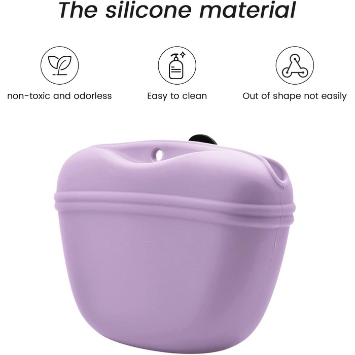 Сумка для корму для собак AUDWUD з силікону, портативний контейнер для тренувань з кліпсою, практичний магнітний замок, 2 шт. (Блакитне озеро + Гібіскус)