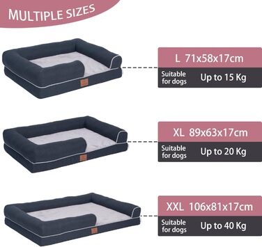 Ортопедичне лежанка для собак Преміум з піною Memory Foam, лежанка-софа для собак, м'яке собаче ліжко, знімний та пральний чохол, 71 x 60 x 16 см, світло-сірий (XL)