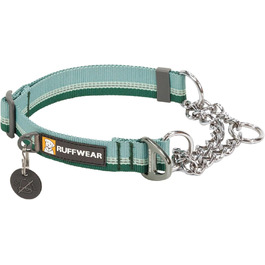 Нашийник для собак RUFFWEAR Chain Reaction, регульований, проти ривків, тренувальний, алюмінієве кільце, світловідбивний, зелений River Rock, 35-51 см