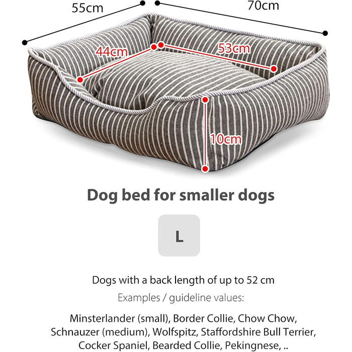 Ортопедичне ліжко для собак Petcute Hautierbett, м'яке, знімний чохол, сіре (L)