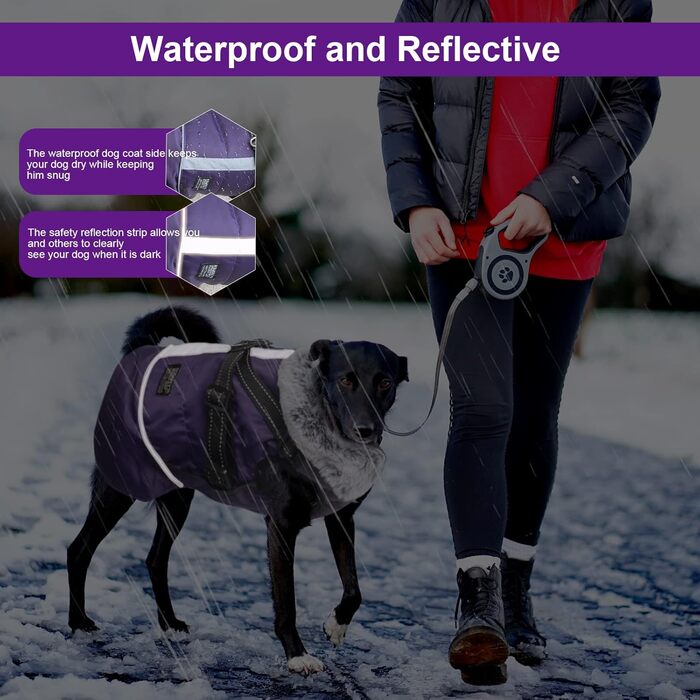 Водонепроникний теплий одяг для собак - зимова куртка з отвором для шлейки, для чихуахуа, французького бульдога, собак маленьких та середніх порід (11, 3)
