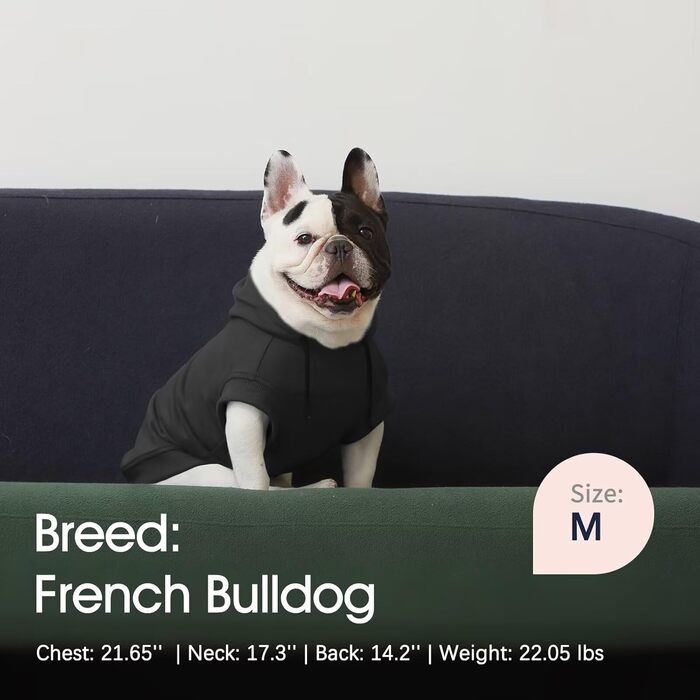 Світшот для собак IECOii з капюшоном, чорний, M-4XL (115см)