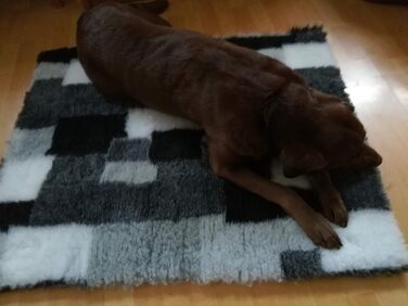 Преміум лежанка для собак Drybed Patchwork сірого кольору, 100x75 см, лежанка-декорація, ковдра для собак, місце для відпочинку, суха лежанка