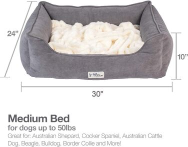 Ліжко для собак і котів PetFusion Calming Cuddler, антистрес, середній розмір, знімна ковдра, CertiPUR-US меморі пін, сіро-слонова кістка