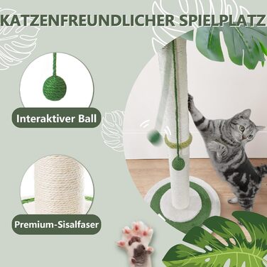 Котяча кігтеточка Meowoou з м'ячиком та стовпчиком 89 см з сизалевого мотузка. Кігтеточка-стовпчик для котів усіх вікових груп OTurtleLeafTree