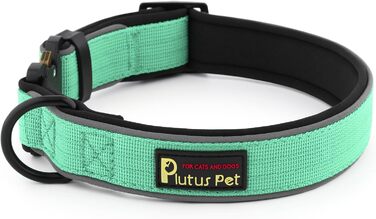 Тактичний нашийник для собак Plutus Pet, відбивний, регульований, міцний, м'яка підкладка, для великих, середніх і малих порід, бірюзовий, XL