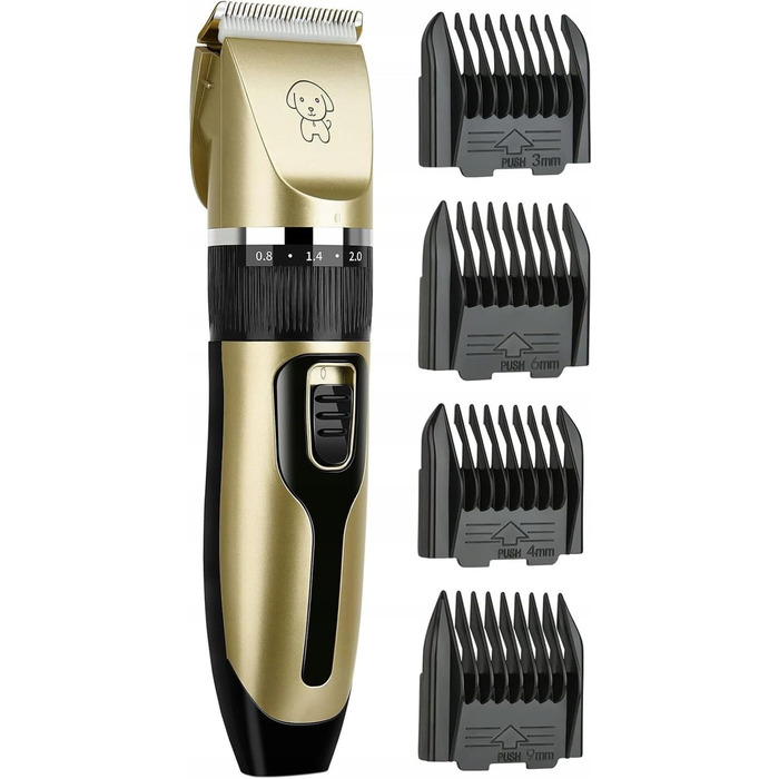 Машинка для стрижки собак та котів LTC бездротова з акумулятором, тиха, з керамічним лезом, USB, XXL набір: 4 насадки, пилка, ножиці для кігтів, гребінець для собак