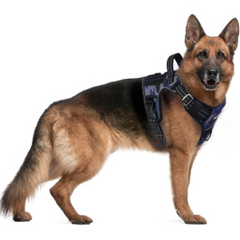 Шлейка для собак Funfox для великих собак, не тягне, тактична, міцна, регульована, дихаюча, камуфляж, фіолетовий, розмір L