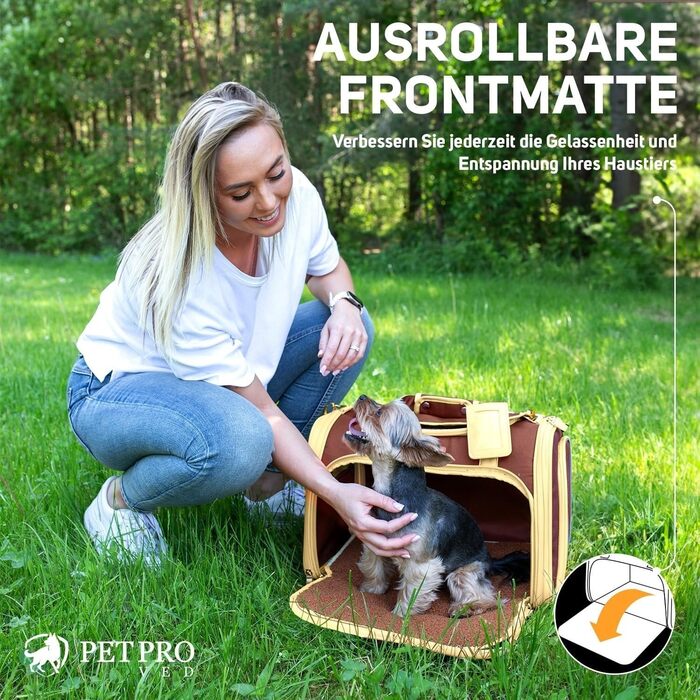 Транспортна сумка PETPROVED для котів і малих собак, розмір M, коричнева, переноска для тварин, сумка-переноска, зручна для подорожей, міцний матеріал
