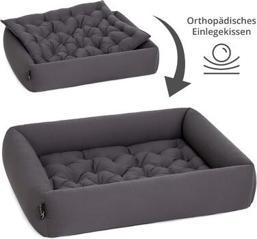 Ортопедичне ліжко для собак середніх порід - ліжко з знімним матрацом, прання до 95°C, сушка в сушильній машині, стійке до подряпин та укусів, Made in Germany (L - 80x70 см, Антрацит)
