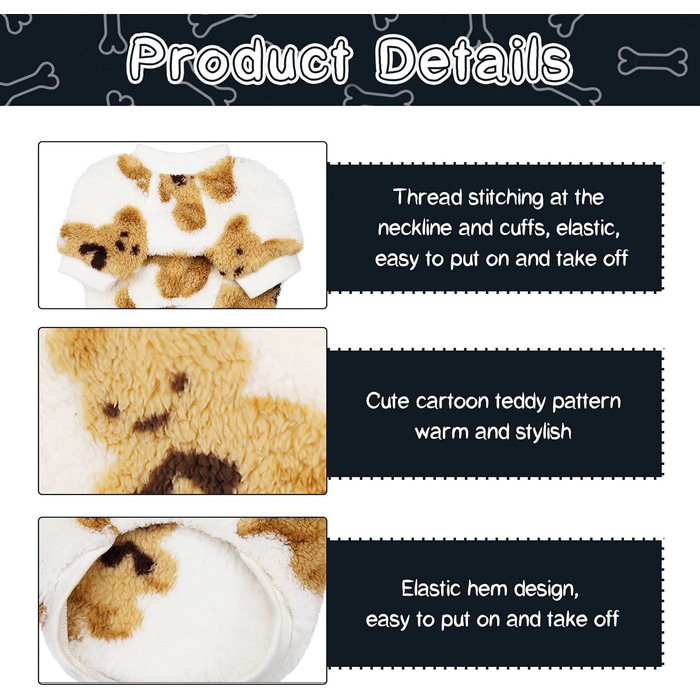 Теплий зимовий халат для собак Galatée, флісовий пуловер для маленьких та середніх собак (XL, чорний)