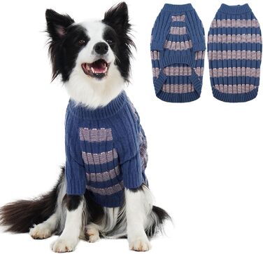 Теплий зимовий пуловер для собак маленьких порід з отвором для дзвінця, блакитний (XL)
