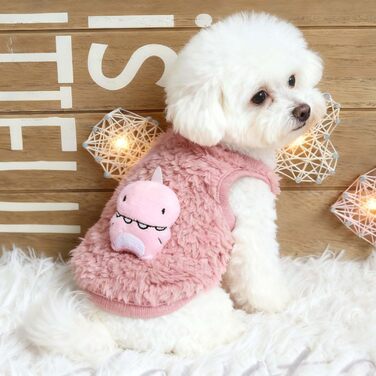 Теплий одяг для собак та котів (Чіхуахуа, Йоркширський тер'єр) FLAdorepet, фліс, зимовий, для маленьких цуценят, 3 шт., XXS (0,5–0,9 кг), милий динозавр