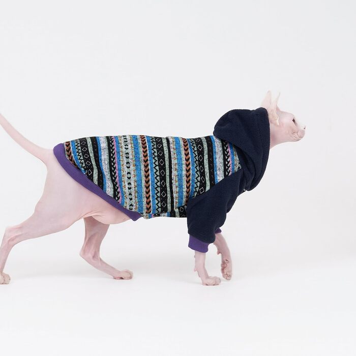 Теплий флісовий худі для котів Sphynx SNIXFever, светр для котів і собак середнього розміру, капюшон, в'язаний дизайн, розмір M