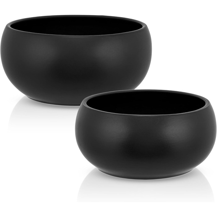 Набір мисок для собак середніх та великих порід | 2 шт. по 20 см діаметром та 1,8 л об'ємом | Кераміка | Можна мити в посудомийній машині | Стійкий до подряпин та укусів | Міцні миски для їжі та води для собак середніх розмірів (маленькі та середні, чорни