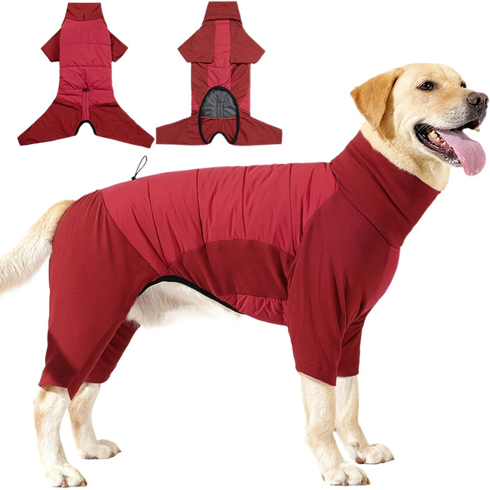 Флісовий зимовий теплий накид для собак з отвором для шлейки, водонепроникний, червоний, розмір M