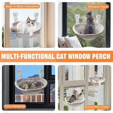 Кішка лежак на вікно Homegroove, 45 x 30 см, сірий, металевий каркас