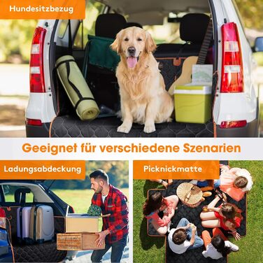 Захист для багажника авто Joejoy для собак з боковими та захистом від навантажувальної зони, універсальний, вологостійкий, стійкий до подряпин, легко чиститься, килимок для багажника, 185 x 105 см