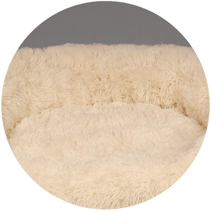 Ліжко для собак Mediashop Peaceful Pooch M, 76 см, бежеве, плюшевий донат, знімний та праний чохол, водо- та брудовідштовхувальне, ортопедичне, з антиковзкими ніжками