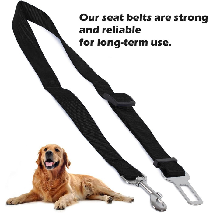 Ремінь безпеки для собак, регульований, міцний, 70 см, 2 шт.