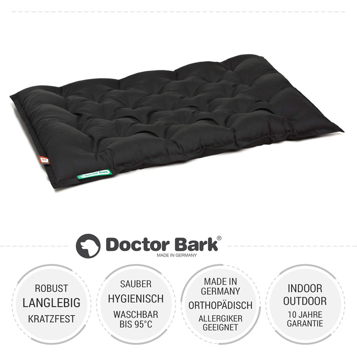 Ортопедичне собаче ліжко Doctor Bark Urban - для великих собак, 90x70 см, чорне, Made in Germany