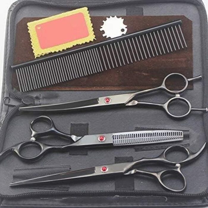 Професійна ножиця для грумінгу собак та котів QUNINE, 17.8 см, набір для догляду за шерстю, салонний інструмент