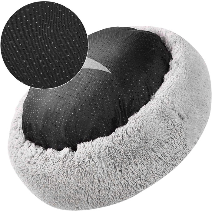 Ортопедичне круглі ліжко для собак XL: м'яке, антистрес, з ефектом пам'яті, для великих та середніх собак, легко миється, сірий колір, діаметр 70 см