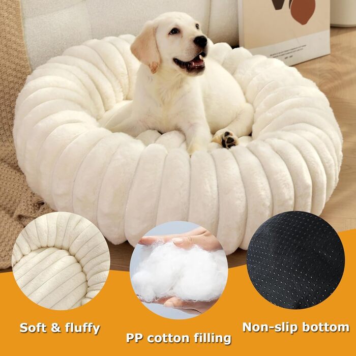 М'яке ліжко для собак Mateju Donut, плюшеве, для котів та собак, з антиковзною основою, смугастий стиль, для середніх та маленьких собак (блакитний, 70см)