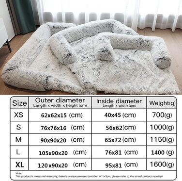 М'яка плюшева лежанка для собак, диван, заспокійлива, ультрам'яка, для собак та котів (M)