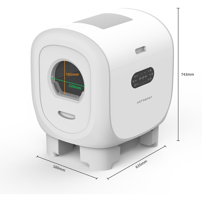 Автоматичний туалет для котів AstroPet 101L з UVC-очищенням, Wi-Fi керуванням та змінними картриджами для запаху, XXL розмір, для кількох котів, подвійний вхід + килимок