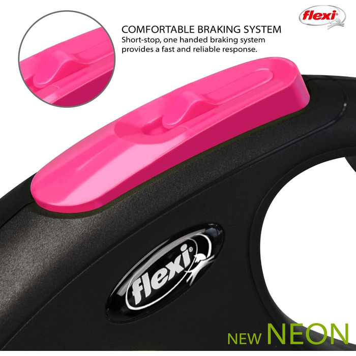 Повідок-рулетка Flexi New Neon рожевий M, 5 м, для собак